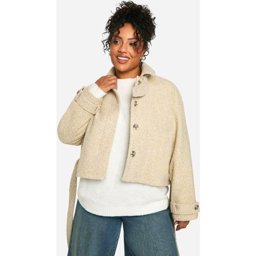 Grande Taille - Trench Effet Laine - 44 - boohoo - Modalova