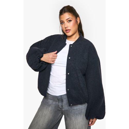 Grande Taille - Bomber Effet Laine À Manches Bouffantes - 50 - boohoo - Modalova