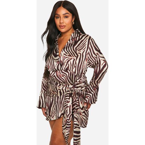 Grande Taille - Robe Portefeuille À Imprimé Animal - 50 - boohoo - Modalova