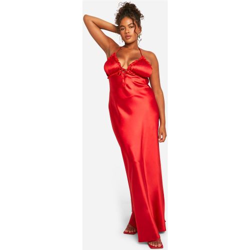 Grande Taille - Robe Nuisette Satinée À Volants - 44 - boohoo - Modalova