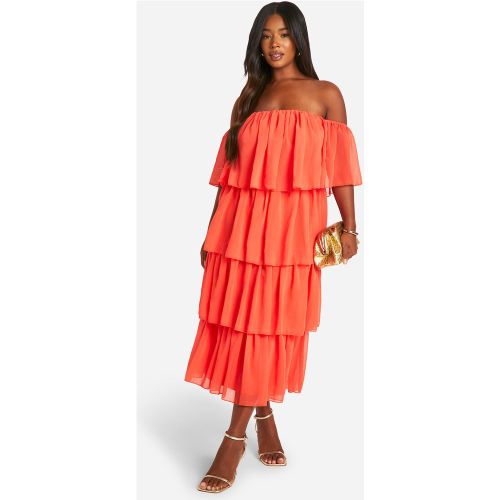 Grande Taille - Robe Longue À Volants Et Col Bateau - 44 - boohoo - Modalova