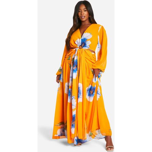 Grande Taille - Robe Longue Fleurie À Découpes - 44 - boohoo - Modalova