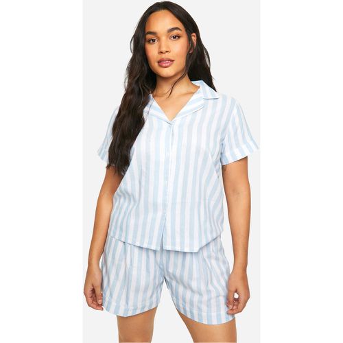 Grande Taille - Ensemble De Pyjama Rayé En Coton - 46 - boohoo - Modalova