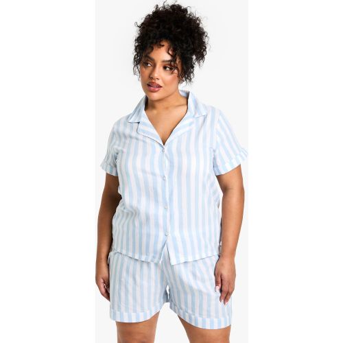 Grande Taille - Ensemble De Pyjama Rayé En Coton - 44 - boohoo - Modalova