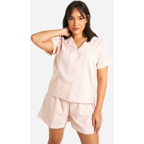 Grande Taille - Ensemble De Pyjama Rayé En Coton - 50 - boohoo - Modalova