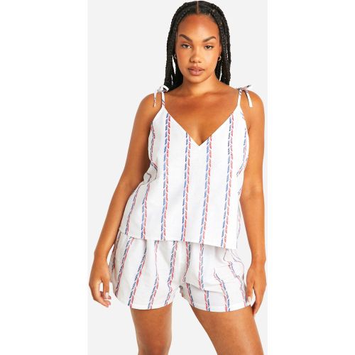 Grande Taille - Ensemble De Pyjama À Rayures Avec Débardeur Et Short - 44 - boohoo - Modalova