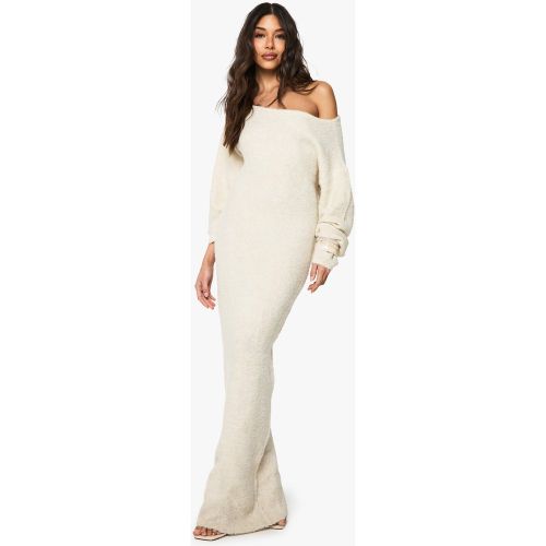 Robe Longue À Épaules Dénudées En Polaire - S - boohoo - Modalova
