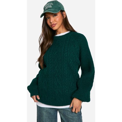 Pull Oversize À Col Ras Du Cou En Maille Torsadée - S - boohoo - Modalova