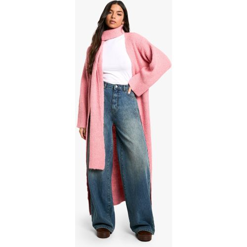 Ensemble En Maille Avec Gilet Long Et Écharpe Oversize - Xl - boohoo - Modalova