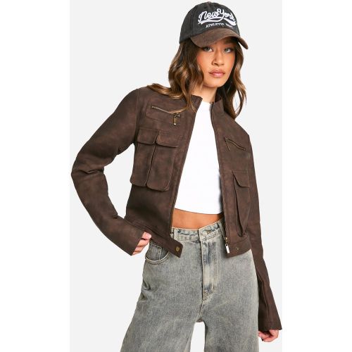 Tall" - Veste Biker Courte À Poche Contrastante - 34 - boohoo - Modalova