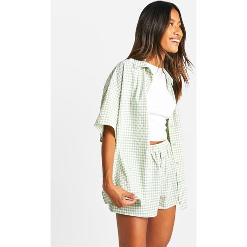 Chemise Oversize À Manches Courtes Et Imprimé Vichy - 38 - boohoo - Modalova