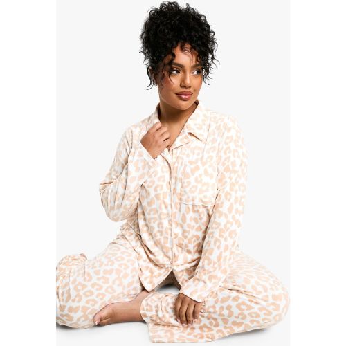 Grande Taille - Ensemble De Pyjama En Polaire À Imprimé Léopard - 56 - boohoo - Modalova