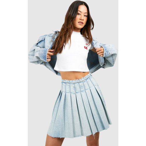 Tall" - Mini-Jupe Plissée En Jean - 38 - boohoo - Modalova