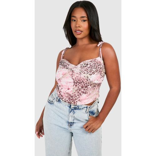 Grande Taille - Corset Délavé À Imprimé Léopard - 44 - boohoo - Modalova