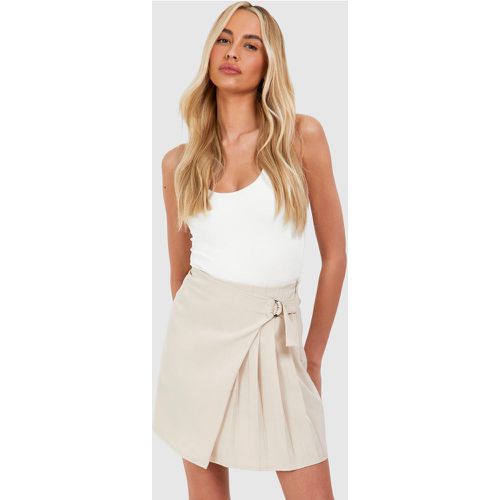 Tall" Linen Look Pleated Tennis Skirt - boohoo - Modalova