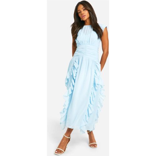 Robe Mi-Longue Froncée À Volants - 36 - boohoo - Modalova