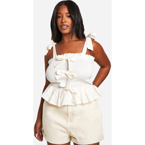 Grande Taille - Crop Top En Coton Froncé - 44 - boohoo - Modalova