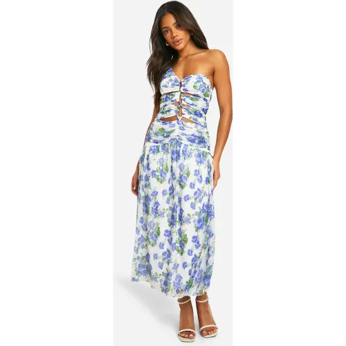 Robe Mi-Longue Fleurie Nouée - 36 - boohoo - Modalova