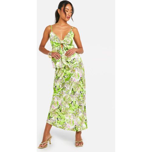 Ensemble Fleuri Avec Débardeur Satiné Et Jupe Mi-Longue - 40 - boohoo - Modalova