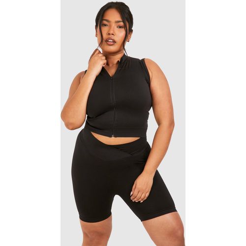 Grande Taille - Crop Top À Col Montant Zippé - 52 - boohoo - Modalova