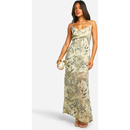 Robe Longue En Mousseline De Soie À Imprimé Animal - 42 - boohoo - Modalova