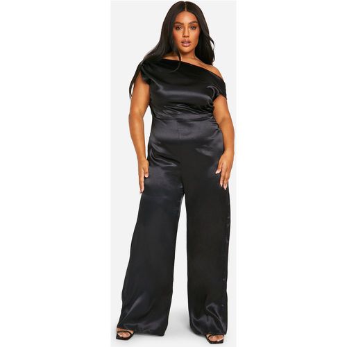 Grande Taille - Combinaison Large Satinée Froncée À Épaules Dénudées - 46 - boohoo - Modalova