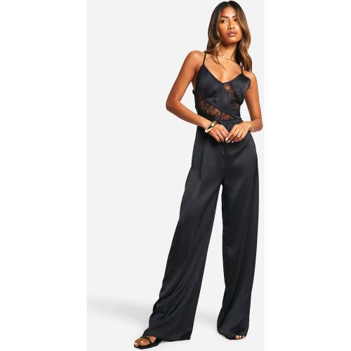 Combinaison Satinée À Empiècement En Dentelle - 36 - boohoo - Modalova