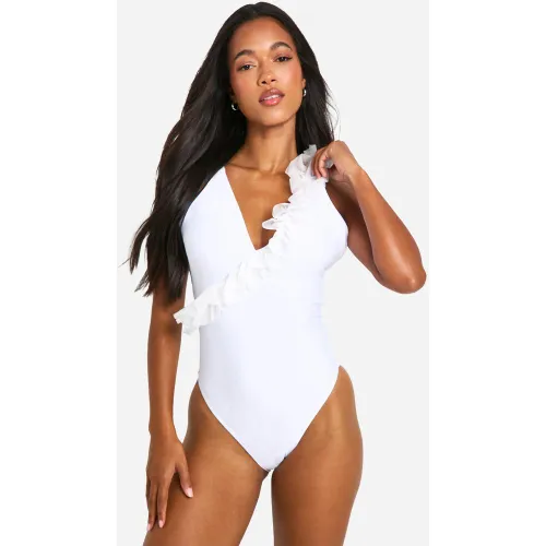 Maillot De Bain Une Pièce À Volants - 38 - boohoo - Modalova