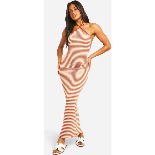 Robe Longue Rayée À Dos Nu - 44 - boohoo - Modalova