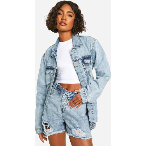 Tall" - Veste En Jean Oversize Délavée - 40 - boohoo - Modalova