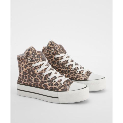 Baskets Montantes À Imprimé Léopard - 39 - boohoo - Modalova