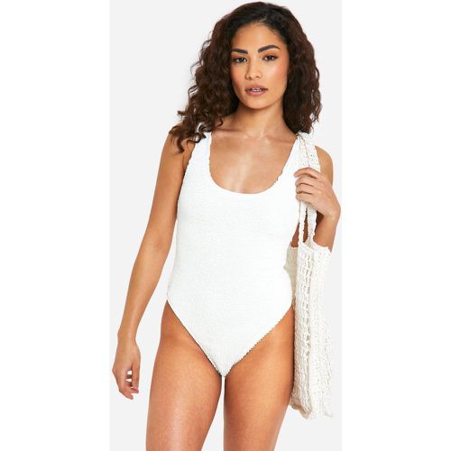 Petite" - Maillot De Bain Premium Plissé À Col Rond - 36 - boohoo - Modalova