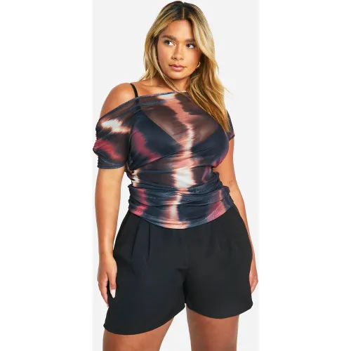 Grande Taille - Top Asymétrique En Mesh À Manches Capées - 44 - boohoo - Modalova