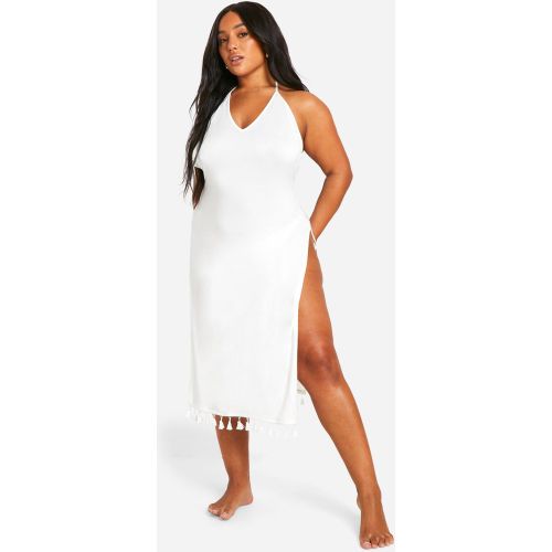 Grande Taille - Robe De Plage Fendue À Pompons - 44 - boohoo - Modalova
