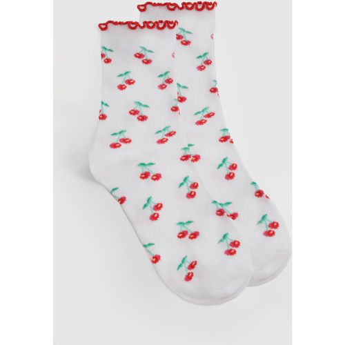 Cherry Printed Socks - boohoo - Modalova