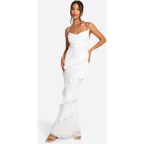 Robe Longue En Mousseline De Soie À Volants - 38 - boohoo - Modalova