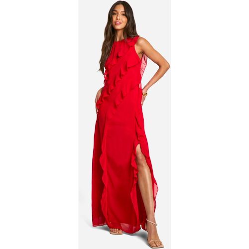 Robe Longue En Mousseline De Soie À Volants - 36 - boohoo - Modalova