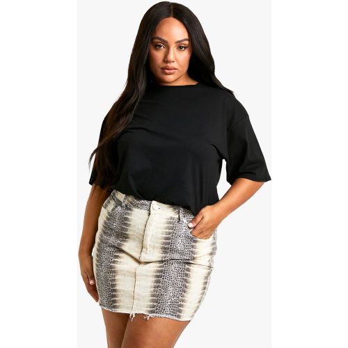 Grande Taille - Mini-Jupe En Jean Croco - 44 - boohoo - Modalova