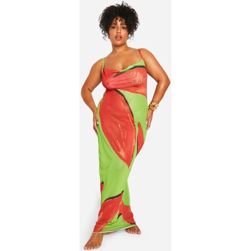 Grande Taille - Robe De Plage Longue Fleurie À Col Bénitier - 44 - boohoo - Modalova