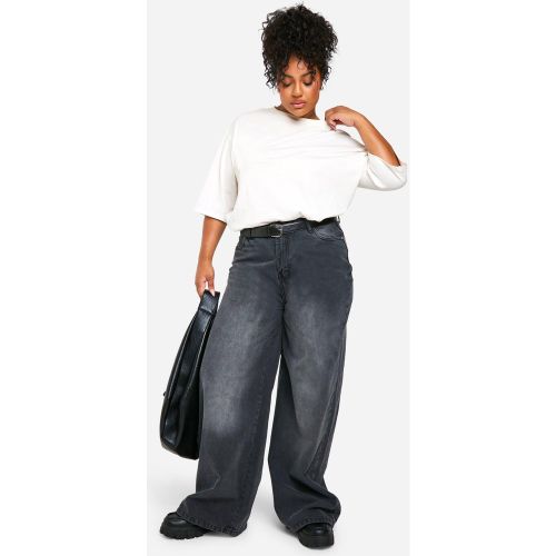 Grande Taille - Jean Large Délavé - 44 - boohoo - Modalova