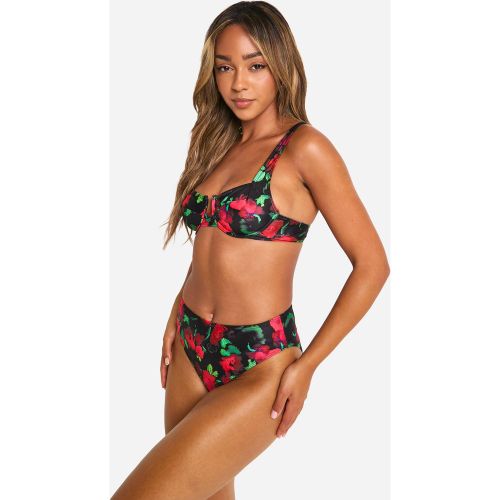 Bikini Fleuri Taille Haute À Armatures - 34 - boohoo - Modalova