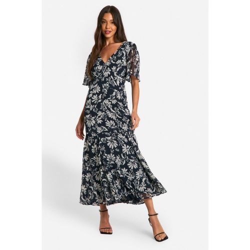 Robe Mi-Longue En Mousseline De Soie À Manches Larges - 36 - boohoo - Modalova