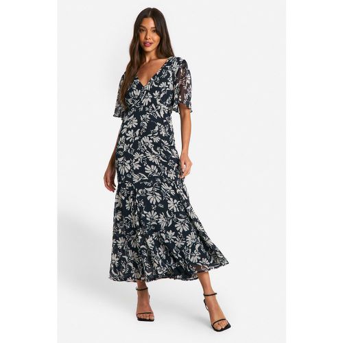 Robe Mi-Longue En Mousseline De Soie À Manches Larges - 38 - boohoo - Modalova