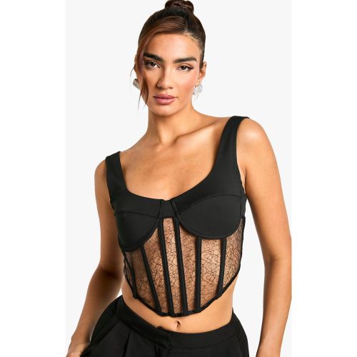 Corset Satiné À Dentelle - 34 - boohoo - Modalova