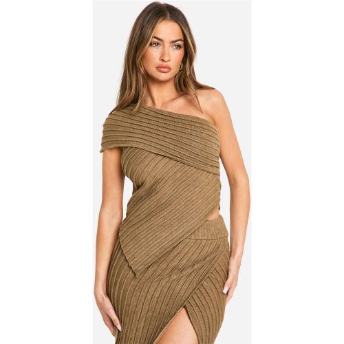 Top Asymétrique En Maille Côtelée Premium - S - boohoo - Modalova