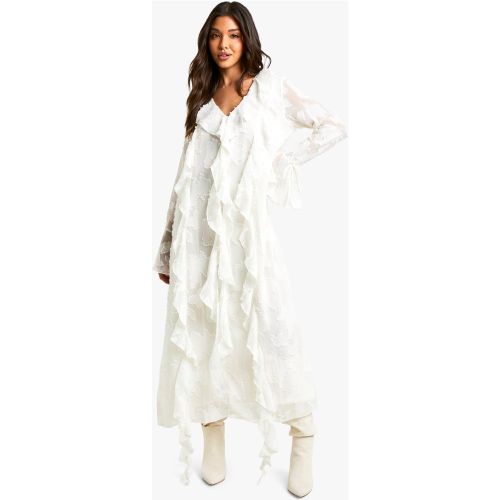 Robe Mi-Longue Fleurie À Volants - 36 - boohoo - Modalova