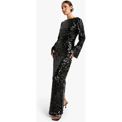 Robe Longue Pailletée À Col Rond - 36 - boohoo - Modalova