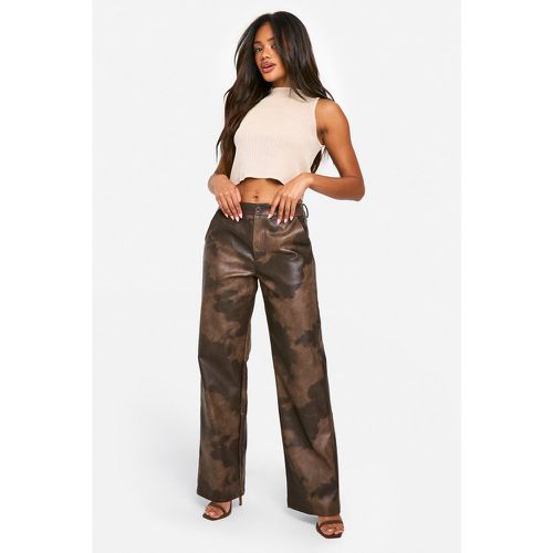 Pantalon Droit Taille Haute Enduit - 38 - boohoo - Modalova