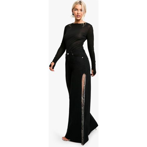 Jean Large À Bordures Strassées - 36 - boohoo - Modalova