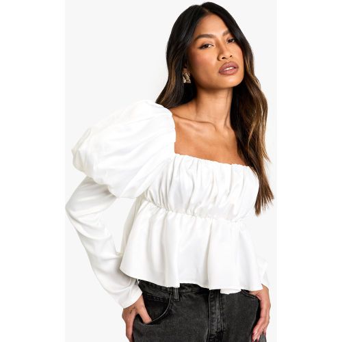 Corset Satiné Froncé À Manches Bouffantes - 36 - boohoo - Modalova